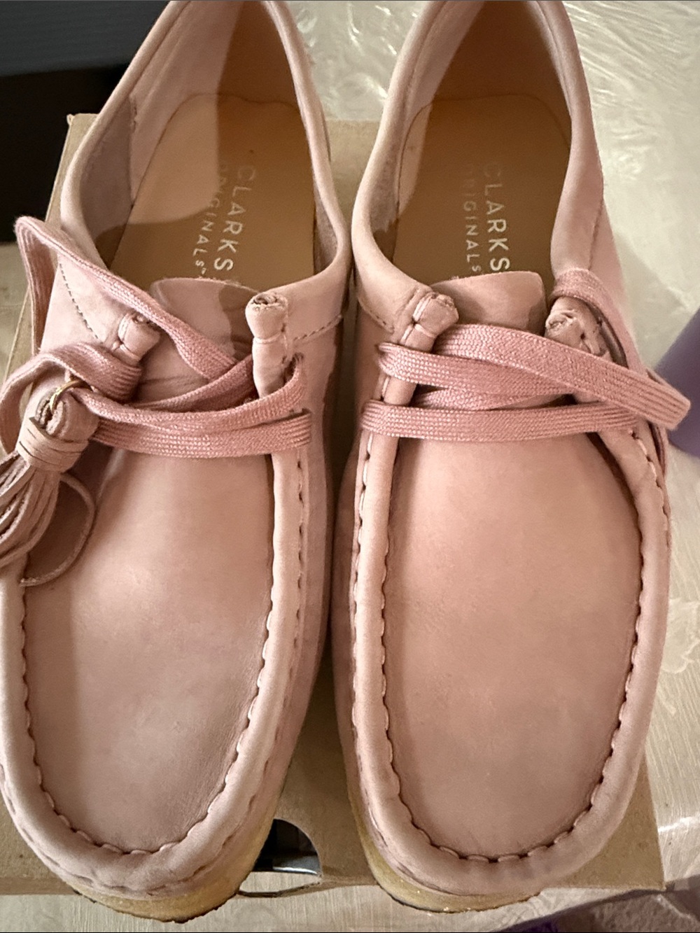 Clarks Women's Pink Leather Moccasin Loafers